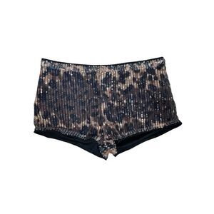 Shenhe Leopard Sequin Shorts Women Small Animal Print Party Festival Y2K